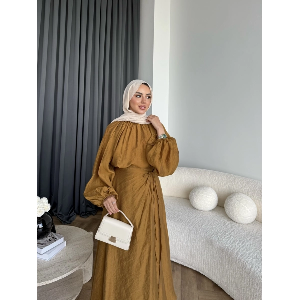 Qu - Balon Kol Etekli Takım - Hardal