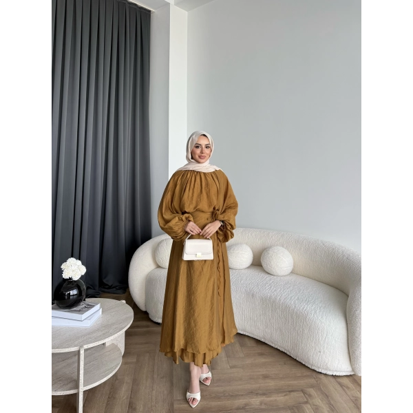 Qu - Balon Kol Etekli Takım - Hardal