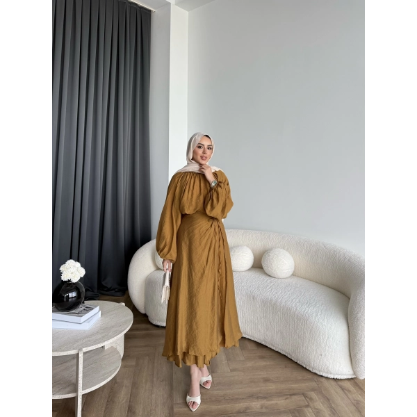 Qu - Balon Kol Etekli Takım - Hardal