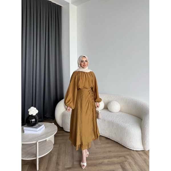 Qu - Balon Kol Etekli Takım - Hardal