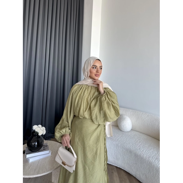 Qu - Balon Kol Etekli Takım - Yeşil