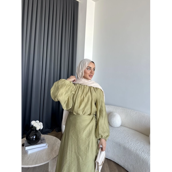 Qu - Balon Kol Etekli Takım - Yeşil