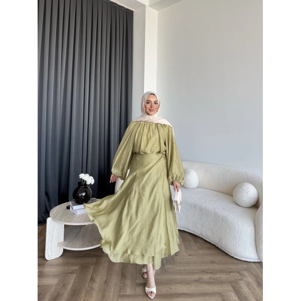 Qu - Balon Kol Etekli Takım - Yeşil