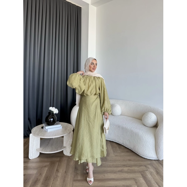 Qu - Balon Kol Etekli Takım - Yeşil