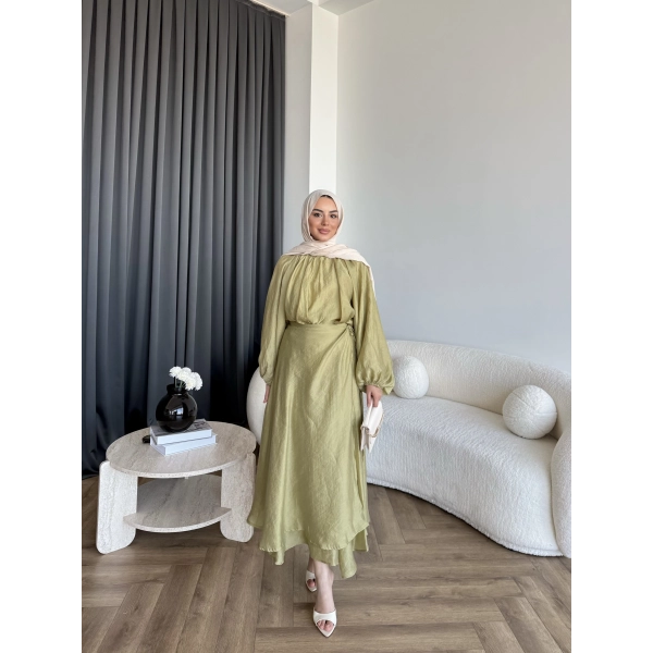 Qu - Balon Kol Etekli Takım - Yeşil