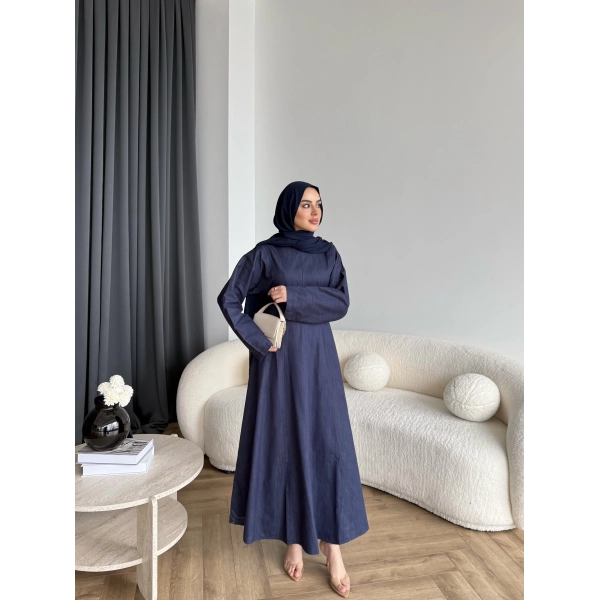 Kmş - Tasarım Kot Elbise - Açık Lacivert