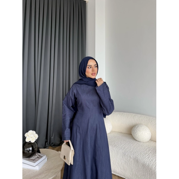 Kmş - Tasarım Kot Elbise - Açık Lacivert