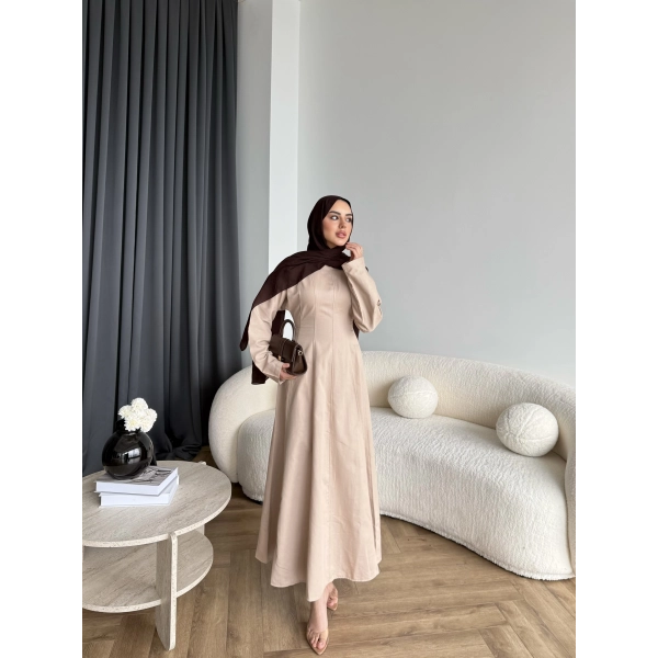 Kmş - Tasarım Kot Elbise - Bej
