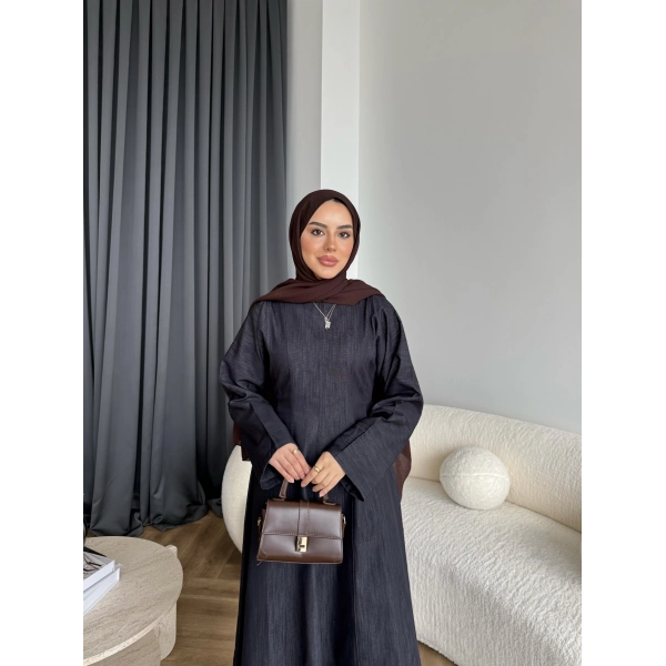 Kmş - Tasarım Kot Elbise - Koyu Lacivert