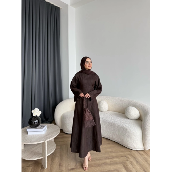 Kmş - Tasarım Kot Elbise - Kahve