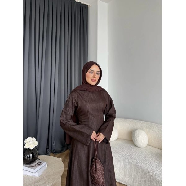 Kmş - Tasarım Kot Elbise - Kahve