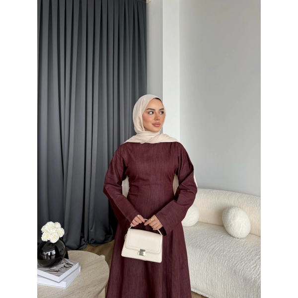 Kmş - Tasarım Kot Elbise - Bordo