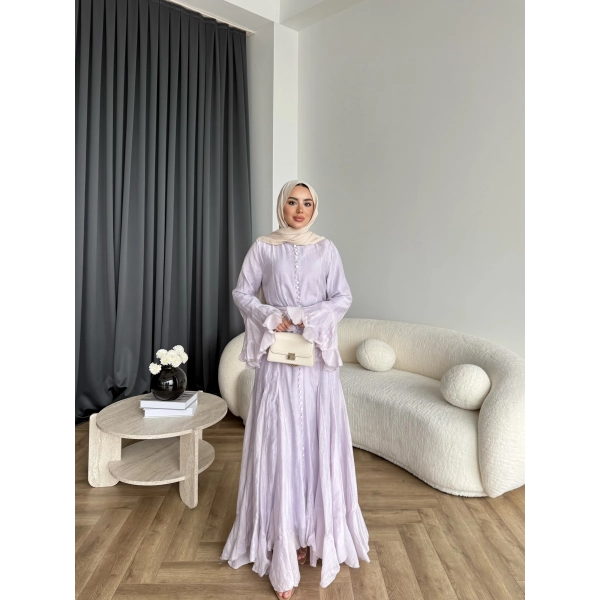 Fuş - Navyl Modal Elbise - Lila - BAYRAMDAN SONRA 15 -20 GÜN İÇİNDE GELİCEKTİR