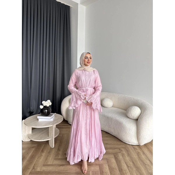 Fuş - Navyl Modal Elbise - Pembe