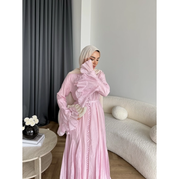 Fuş - Navyl Modal Elbise - Pembe