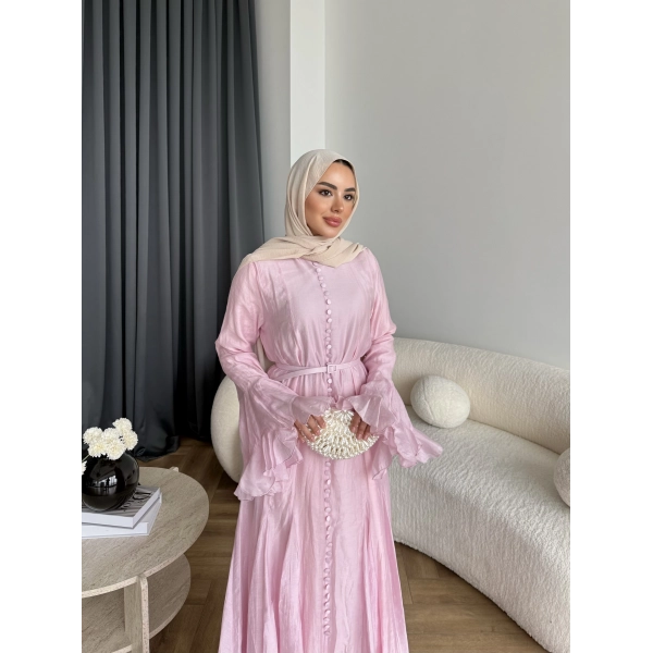 Fuş - Navyl Modal Elbise - Pembe