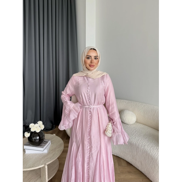 Fuş - Navyl Modal Elbise - Pembe