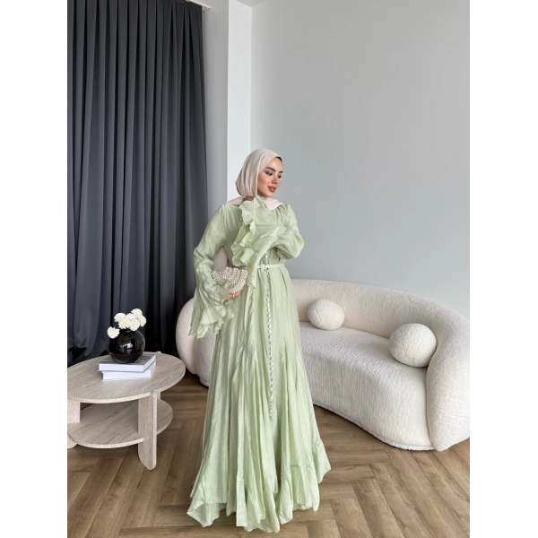 Fuş - Navyl Modal Elbise - Yeşil -  BAYRAMDAN SONRA 15 -20 GÜN İÇİNDE GELİCEKTİR