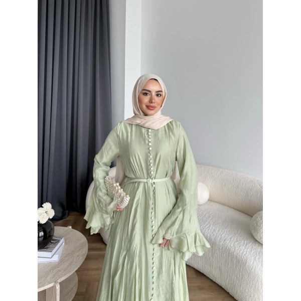 Fuş - Navyl Modal Elbise - Yeşil -  BAYRAMDAN SONRA 15 -20 GÜN İÇİNDE GELİCEKTİR