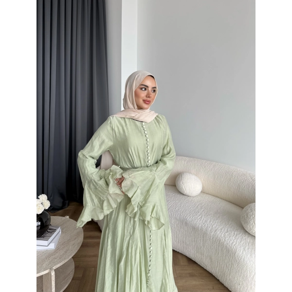 Fuş - Navyl Modal Elbise - Yeşil -  BAYRAMDAN SONRA 15 -20 GÜN İÇİNDE GELİCEKTİR
