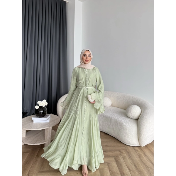 Fuş - Navyl Modal Elbise - Yeşil -  BAYRAMDAN SONRA 15 -20 GÜN İÇİNDE GELİCEKTİR