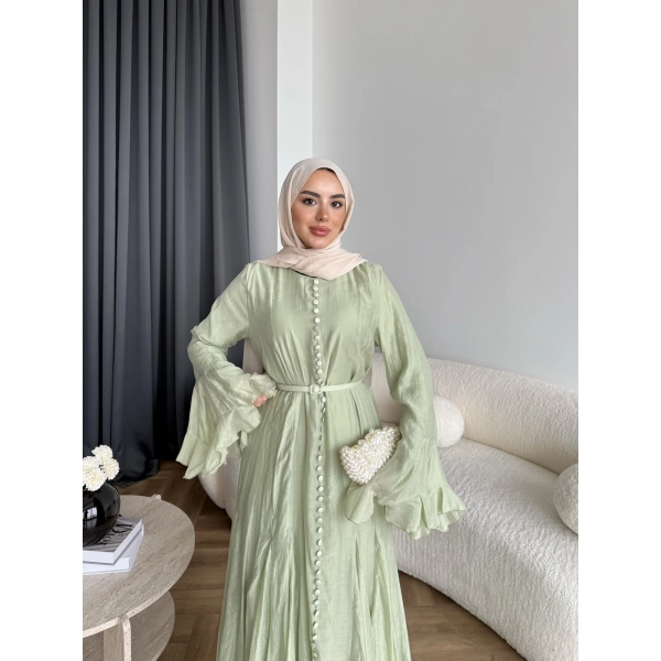 Fuş - Navyl Modal Elbise - Yeşil -  BAYRAMDAN SONRA 15 -20 GÜN İÇİNDE GELİCEKTİR