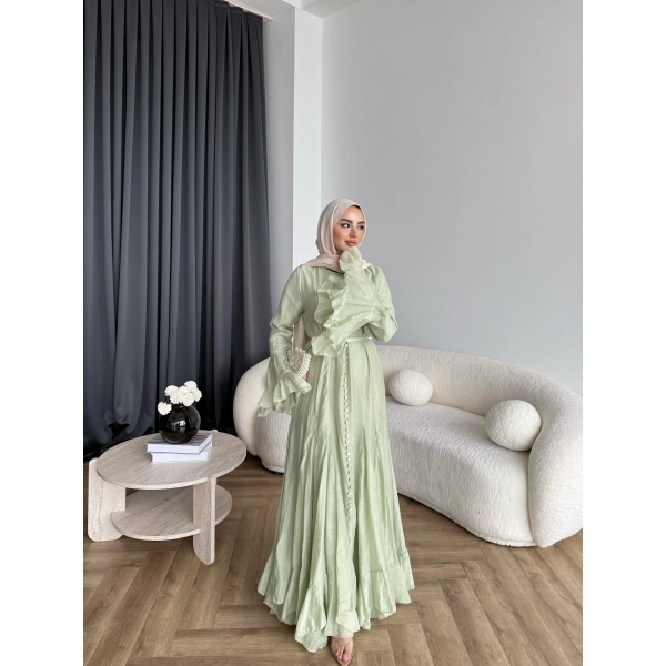 Fuş - Navyl Modal Elbise - Yeşil -  BAYRAMDAN SONRA 15 -20 GÜN İÇİNDE GELİCEKTİR