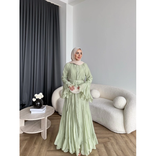Fuş - Navyl Modal Elbise - Yeşil -  BAYRAMDAN SONRA 15 -20 GÜN İÇİNDE GELİCEKTİR