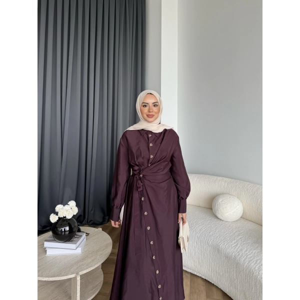 Duq - Kezlar Düğmeli Elbise - Bordo
