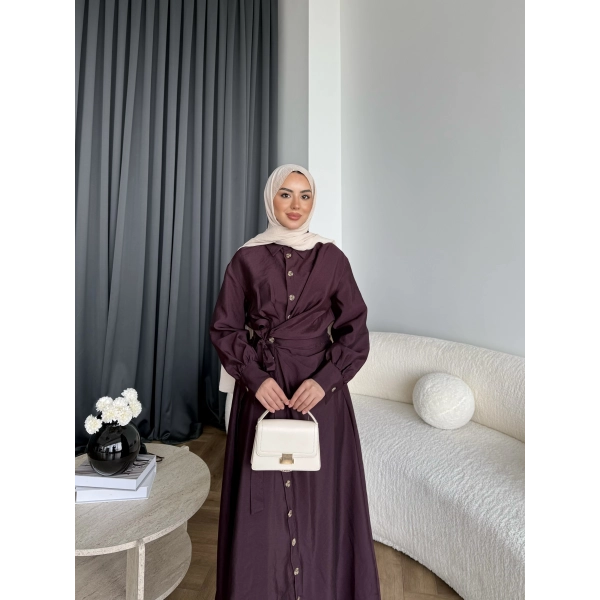 Duq - Kezlar Düğmeli Elbise - Bordo