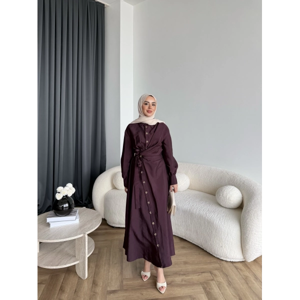 Duq - Kezlar Düğmeli Elbise - Bordo