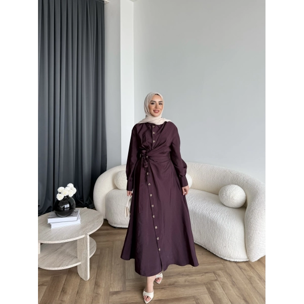 Duq - Kezlar Düğmeli Elbise - Bordo