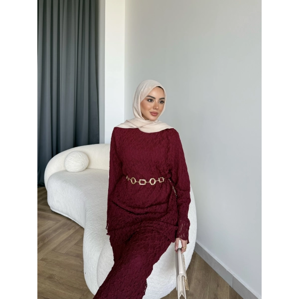 Mav - Nota Dantel Takım - Bordo