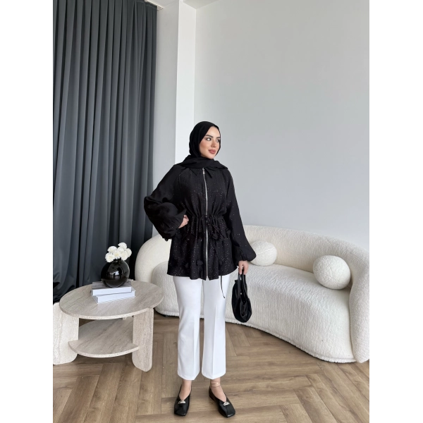 Fuş - Ferilan Fermuarlı Gömlek - Siyah