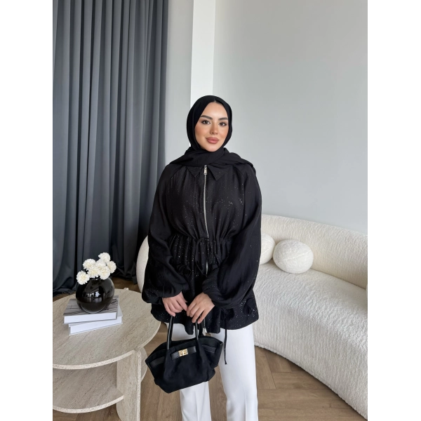 Fuş - Ferilan Fermuarlı Gömlek - Siyah