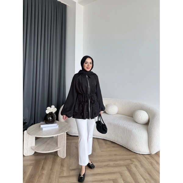 Fuş - Ferilan Fermuarlı Gömlek - Siyah