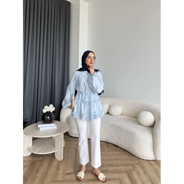 Fuş - Ferilan Fermuarlı Gömlek - Bebe Mavi - ÖN SİPARİŞ