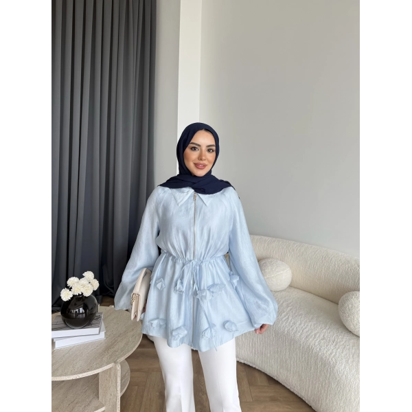 Fuş - Ferilan Fermuarlı Gömlek - Bebe Mavi - ÖN SİPARİŞ