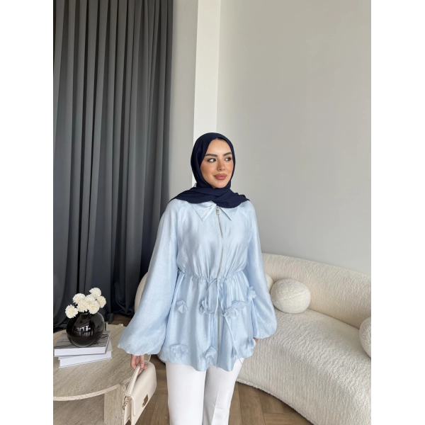 Fuş - Ferilan Fermuarlı Gömlek - Bebe Mavi - ÖN SİPARİŞ