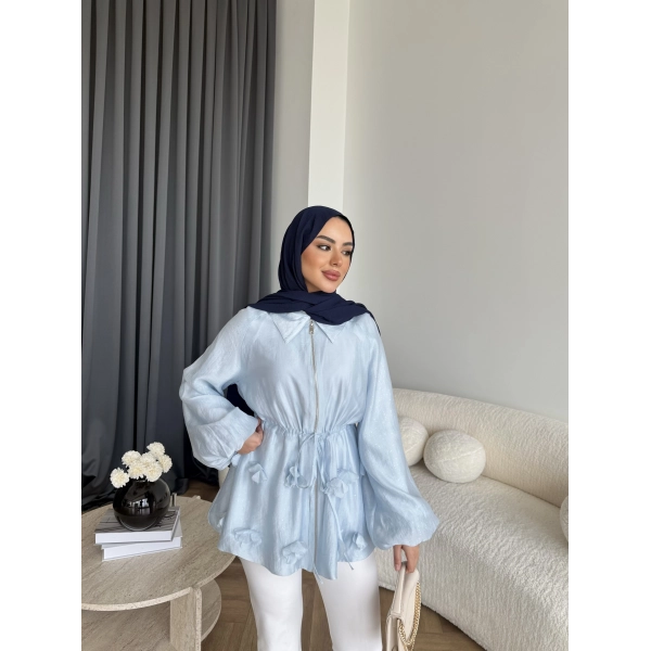 Fuş - Ferilan Fermuarlı Gömlek - Bebe Mavi - ÖN SİPARİŞ