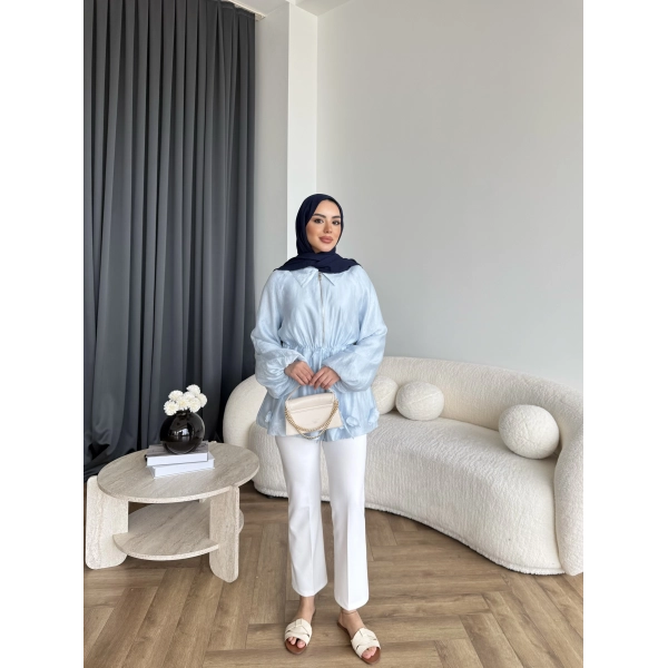 Fuş - Ferilan Fermuarlı Gömlek - Bebe Mavi - ÖN SİPARİŞ