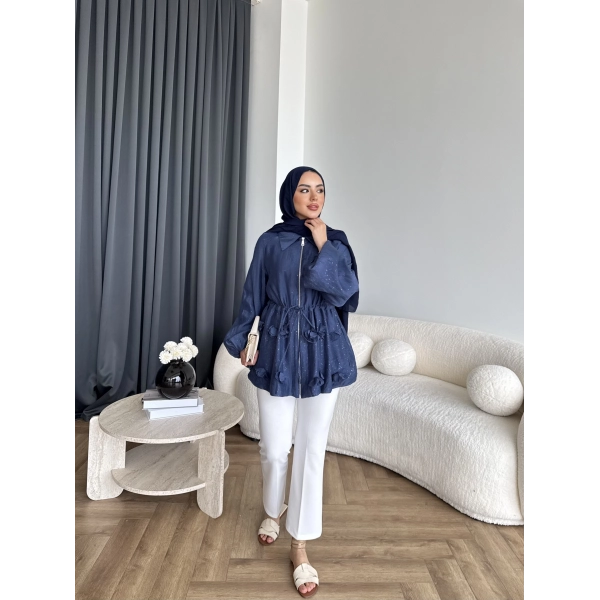 Fuş - Ferilan Fermuarlı Gömlek - Lacivert - ÖN SİPARİŞ