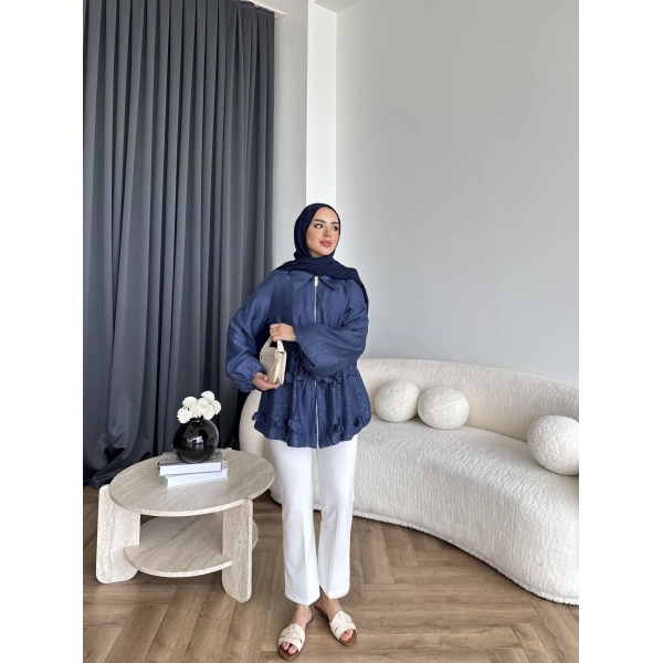 Fuş - Ferilan Fermuarlı Gömlek - Lacivert - ÖN SİPARİŞ