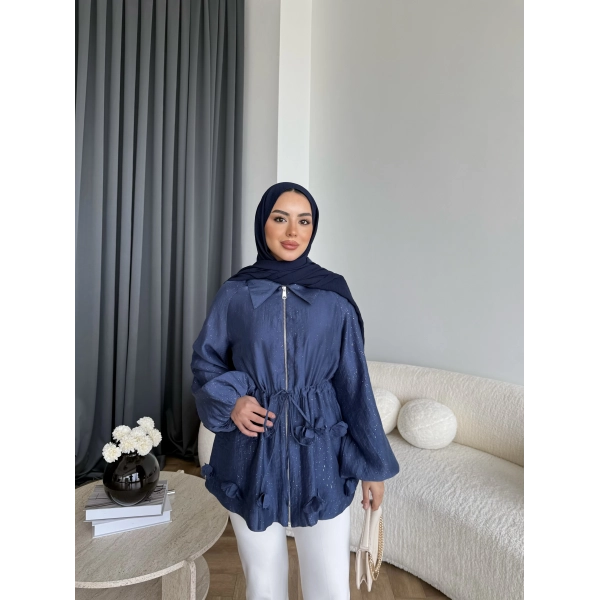 Fuş - Ferilan Fermuarlı Gömlek - Lacivert - ÖN SİPARİŞ