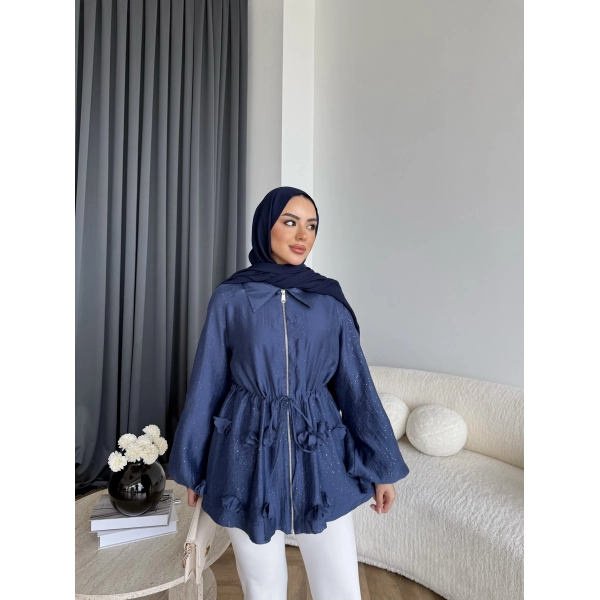 Fuş - Ferilan Fermuarlı Gömlek - Lacivert - ÖN SİPARİŞ