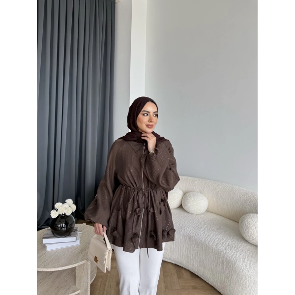 Fuş - Ferilan Fermuarlı Gömlek - Kahve - ÖN SİPARİŞ