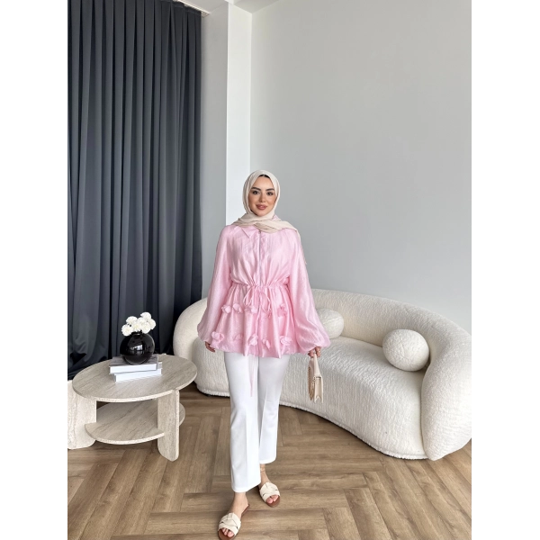 Fuş - Ferilan Fermuarlı Gömlek - Pembe - ÖN SİPARİŞ