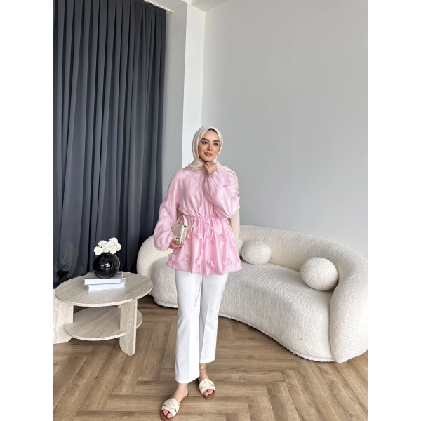 Fuş - Ferilan Fermuarlı Gömlek - Pembe - ÖN SİPARİŞ