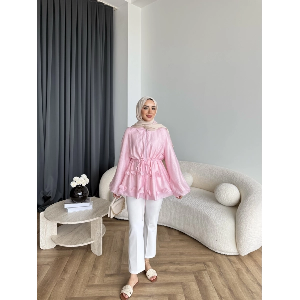 Fuş - Ferilan Fermuarlı Gömlek - Pembe - ÖN SİPARİŞ