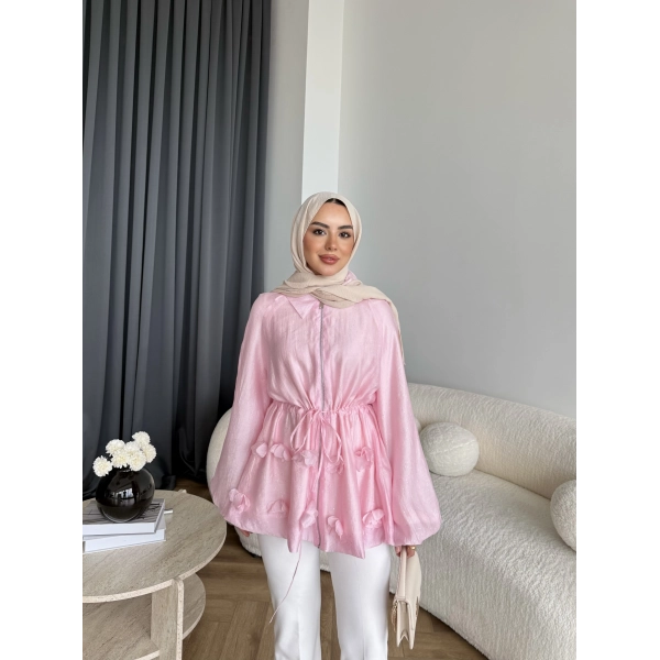 Fuş - Ferilan Fermuarlı Gömlek - Pembe - ÖN SİPARİŞ